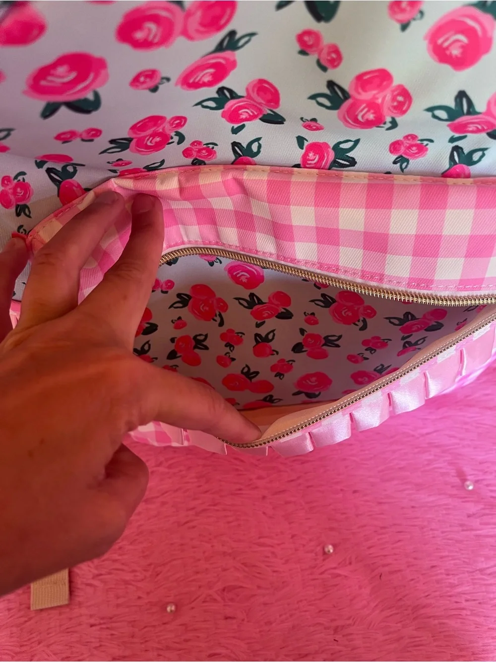 Kids Floral & Gingham Pink Backpack